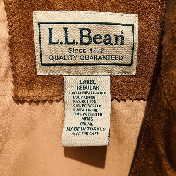 LL Bean Mens Brown Soft Leather Barn Hunting Chore Jacket Vintage Size L… - Picture 14 of 16